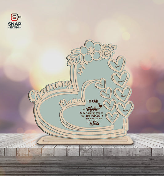 Personalized Floral Grammy Mama Heart Stand