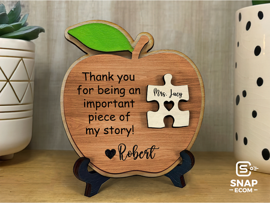 Personalized Apple Puzzle Piece Sign AP02