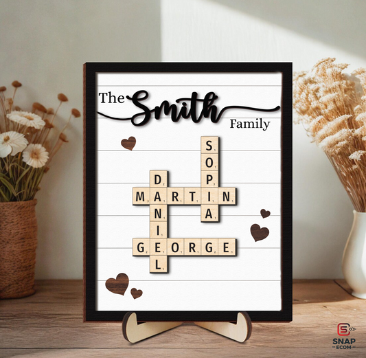 Family Names Crossword Wooden Sign