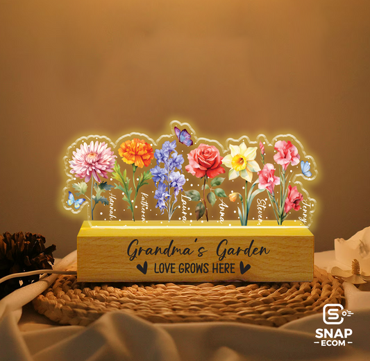 Custom Birth Month Flowers Mother's Day Night Light Gift