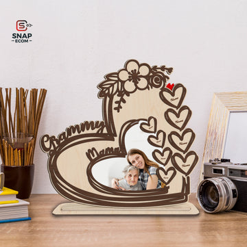 Personalized Floral Grammy Mama Heart Stand