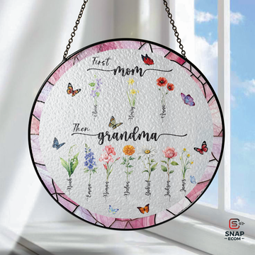 Custom Birth Flowers Family Glass Suncatcher