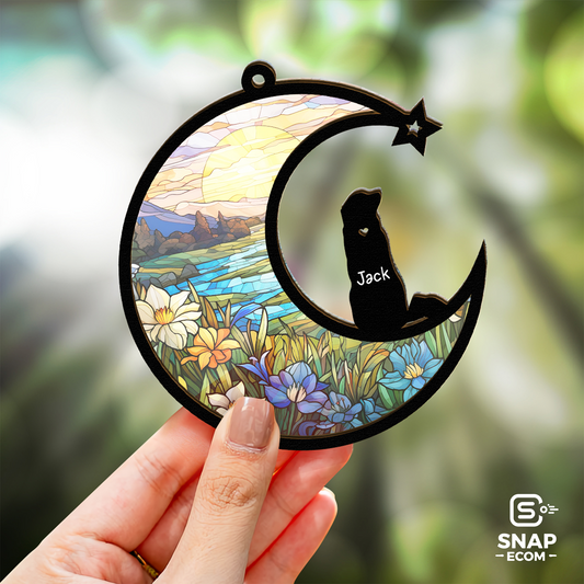 Personalized Dog Moon Shape Suncatcher - SC60