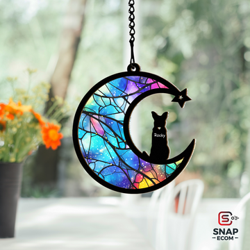 Personalized Dog Moon Shape Suncatcher - SC60