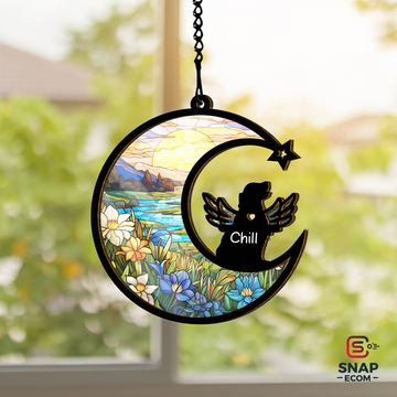 Personalized Dog Moon Shape Suncatcher - SC68