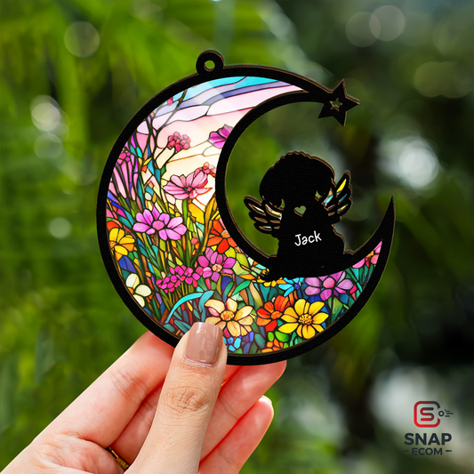 Personalized Dog Moon Shape Suncatcher - SC68
