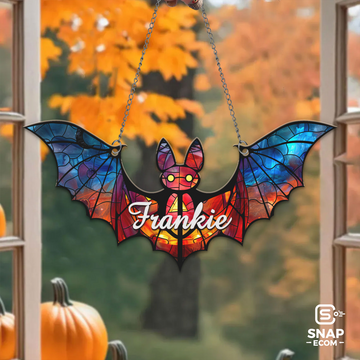 Personalized Hanging Bat Halloween Suncatcher
