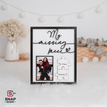 Personalized Puzzle Photo Couple Wooden Sign