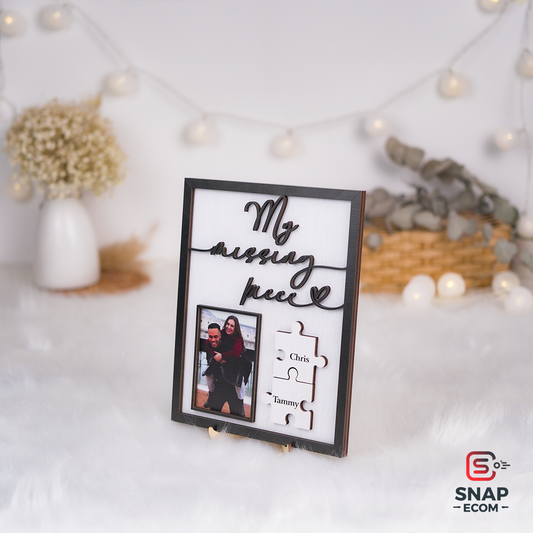 Personalized Puzzle Photo Couple Wooden Sign
