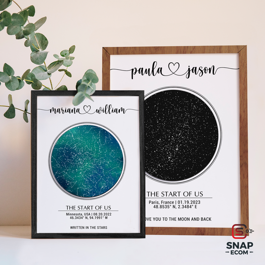 Personalized Star Map Night Sky Constellation Couple Wooden Sign Wall Art