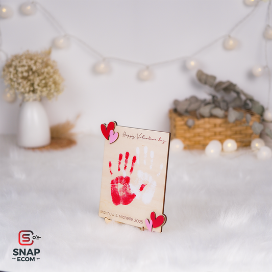 Valentine's Day Couple Handprint Wood Sign