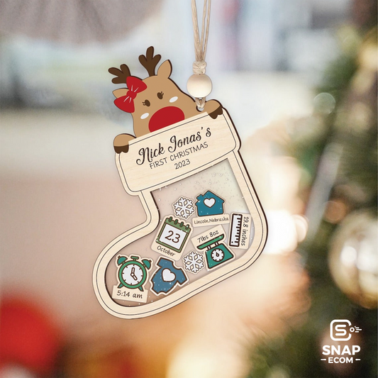 Personalized Baby Stocking Shaking Ornament