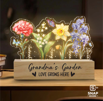 Custom Birth Month Flowers Mother's Day Night Light Gift