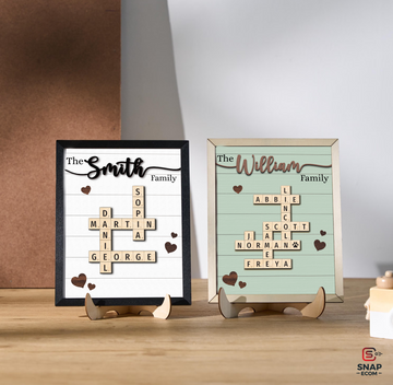 Family Names Crossword Wooden Sign