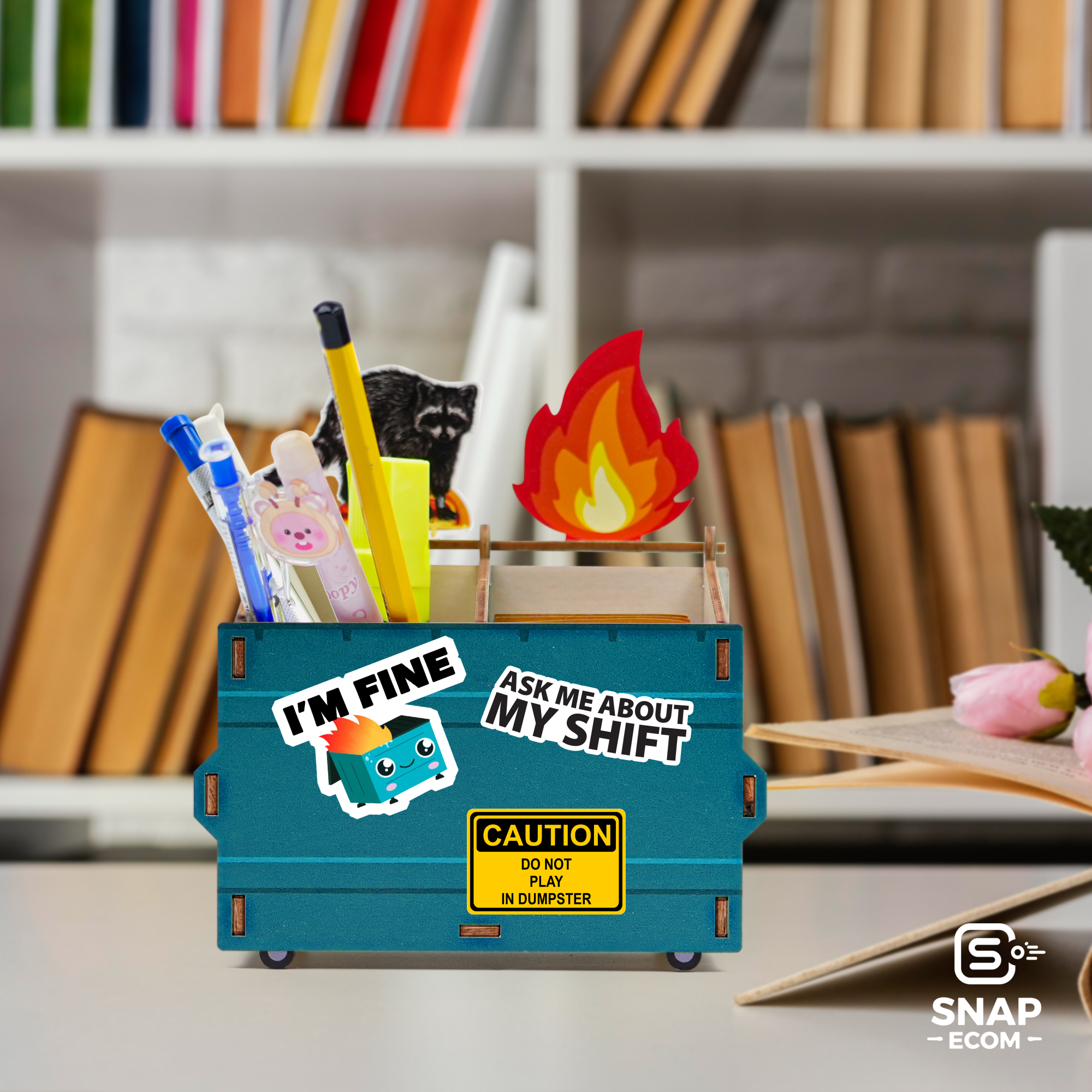 Dumpster Fire Pencil Holder Note Card