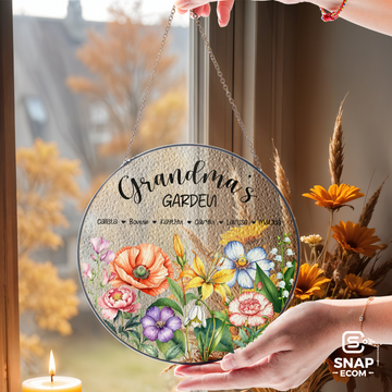 Custom Birth Flowers Glass Suncatcher