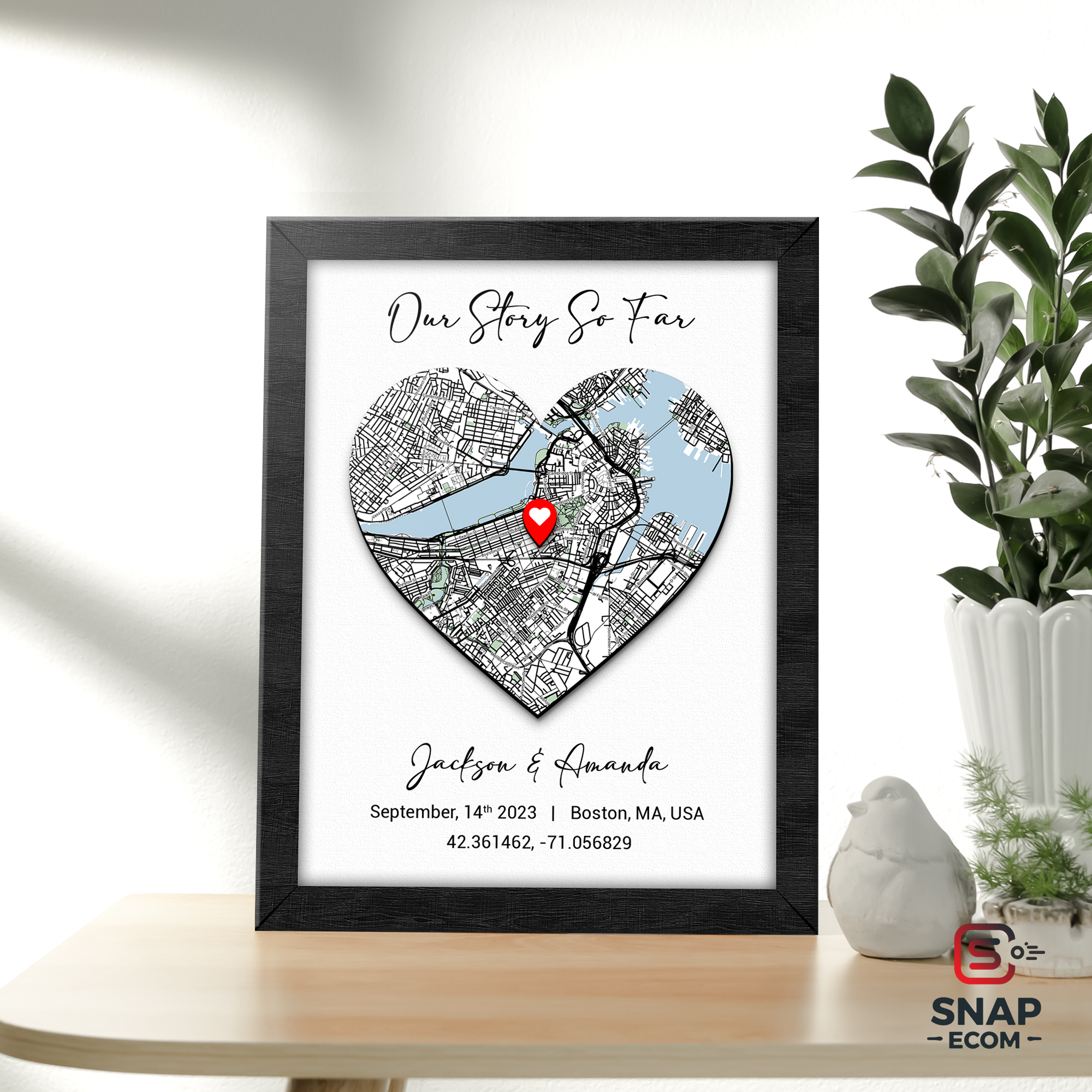 Custom Coordinates Map Couple Wooden Sign