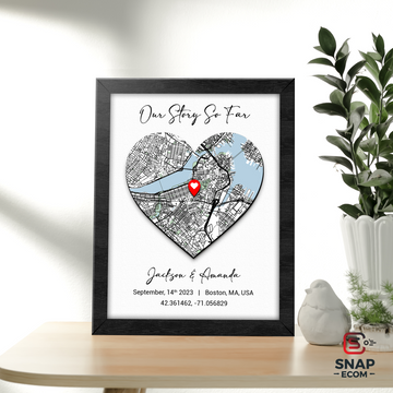 Custom Coordinates Map Couple Wooden Sign