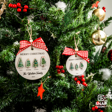 Personalized Family Christmas Tree Ornament 2 layers
