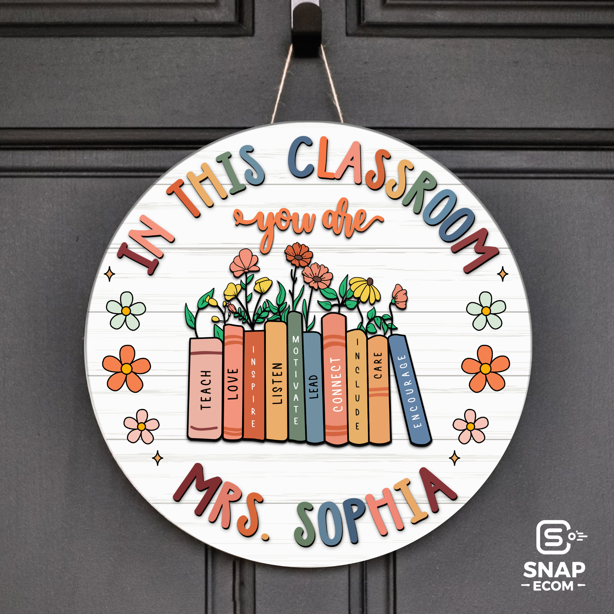 Personalized Teacher Flower Door Sign – A Welcoming Touch for Any Classroom - DT17