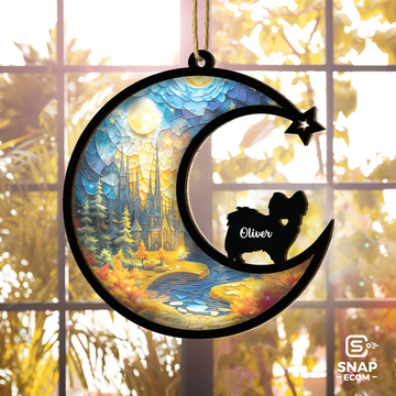 Personalized Dog Moon Shape Suncatcher - SC57