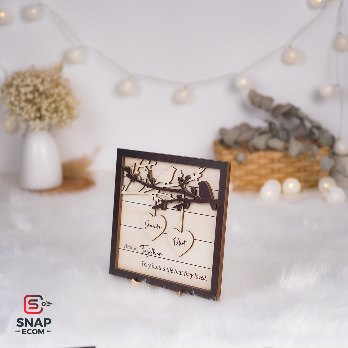 Personalized Puzzle Couple Lovebirds Wooden Sign